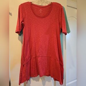 𝅺j. Jill S Pima Dipped Hem Tunic Top Orange Red